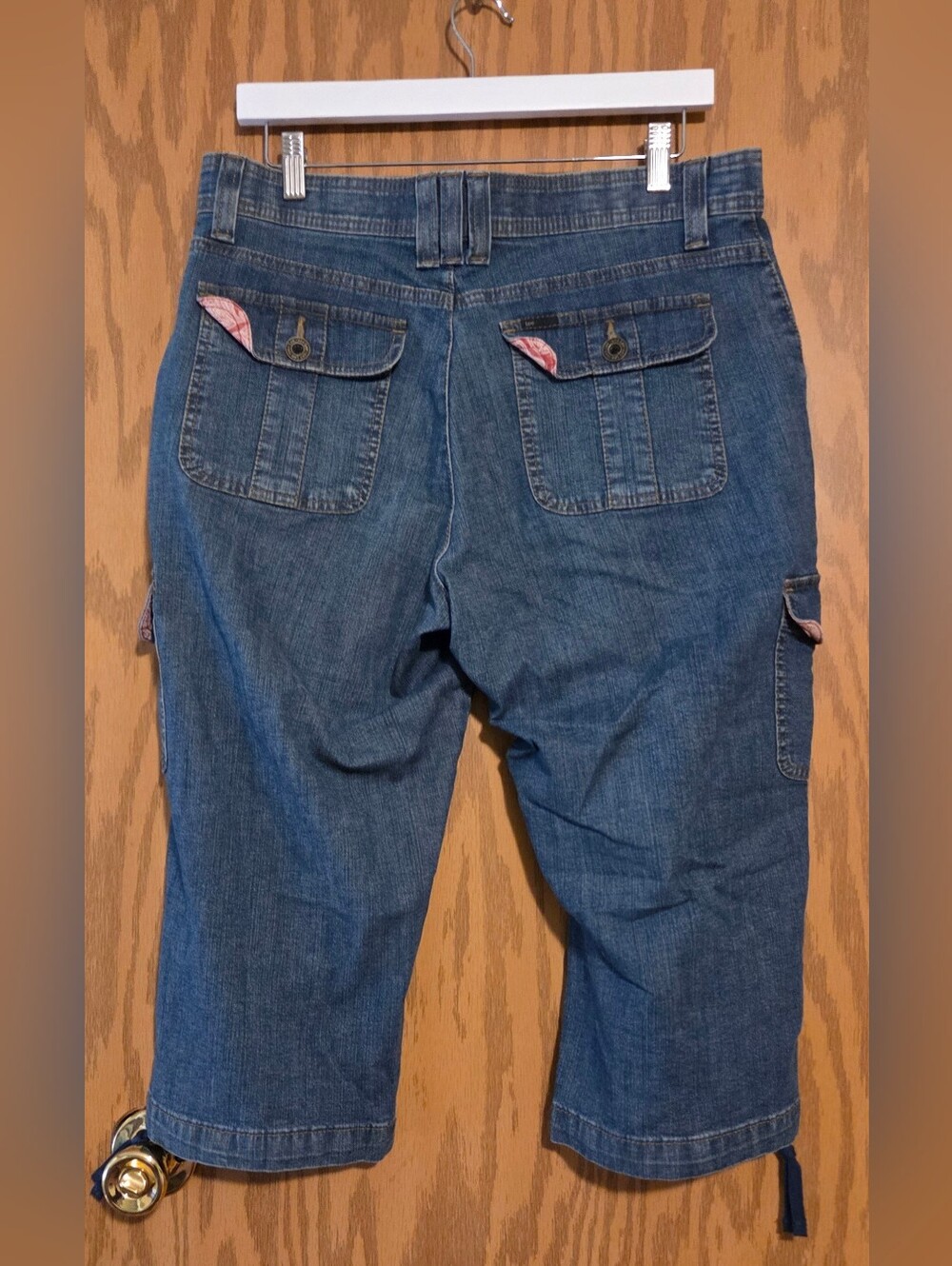 Lee Capri Crop Jeans Elastic Waist Cargo Stretch size 10 - Picture 2 of 2